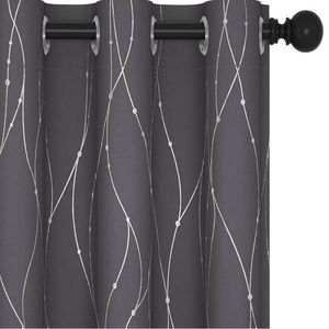 Dark Grey/Silver Blackout Grommet Thermal Insulated Light Blocking Curta…
